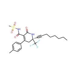 CCCCCCC#C[C@]1(C(F)(F)F)CC(c2ccc(C)cc2)=C(C(=O)NS(C)(=O)=O)C(=O)N1 ZINC001772618314