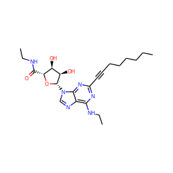 CCCCCCC#Cc1nc(NCC)c2ncn([C@@H]3O[C@H](C(=O)NCC)[C@@H](O)[C@H]3O)c2n1 ZINC000034800731