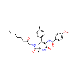 CCCCCCC(=O)CNC(=O)[C@]1(C)CC(c2ccc(C)cc2)=C(NC(=O)c2ccc(OC)cc2)C(=O)N1 ZINC001772577366