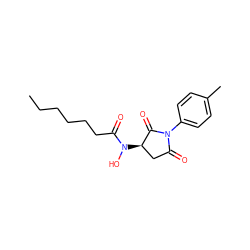 CCCCCCC(=O)N(O)[C@@H]1CC(=O)N(c2ccc(C)cc2)C1=O ZINC000005120487