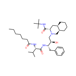 CCCCCCC(=O)N[C@H](C(=O)N[C@@H](Cc1ccccc1)[C@H](O)CN1C[C@@H]2CCCC[C@@H]2C[C@H]1C(=O)NC(C)(C)C)C(C)C ZINC000026293819