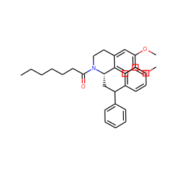 CCCCCCC(=O)N1CCc2cc(OC)c(OC)cc2[C@@H]1CC(c1ccccc1)c1ccccc1 ZINC000028390888