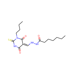 CCCCCCC(=O)NN/C=C1/C(=O)NC(=S)N(CCCC)C1=O ZINC000005443484