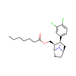 CCCCCCC(=O)OC[C@H]1[C@@H](c2ccc(Cl)c(Cl)c2)C[C@H]2CC[C@H]1N2C ZINC000101492306