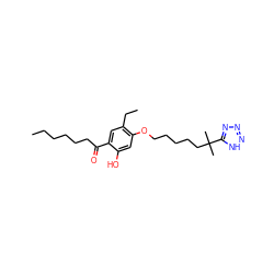 CCCCCCC(=O)c1cc(CC)c(OCCCCCC(C)(C)c2nnn[nH]2)cc1O ZINC000103262816