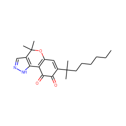 CCCCCCC(C)(C)C1=CC2=C(C(=O)C1=O)c1[nH]ncc1C(C)(C)O2 ZINC000299864933