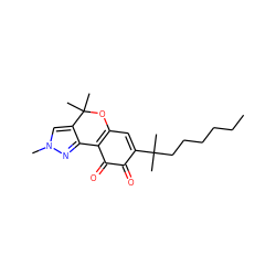 CCCCCCC(C)(C)C1=CC2=C(C(=O)C1=O)c1nn(C)cc1C(C)(C)O2 ZINC000299863926