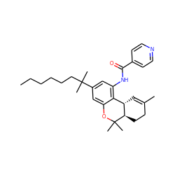 CCCCCCC(C)(C)c1cc(NC(=O)c2ccncc2)c2c(c1)OC(C)(C)[C@@H]1CCC(C)=C[C@@H]21 ZINC000045371029