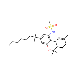 CCCCCCC(C)(C)c1cc(NS(C)(=O)=O)c2c(c1)OC(C)(C)[C@@H]1CCC(C)=C[C@@H]21 ZINC000045368656