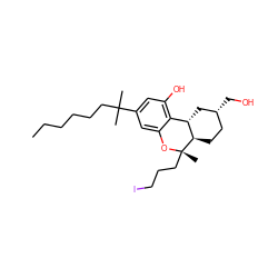 CCCCCCC(C)(C)c1cc(O)c2c(c1)O[C@@](C)(CCCI)[C@@H]1CC[C@@H](CO)C[C@@H]21 ZINC000027106791