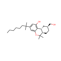 CCCCCCC(C)(C)c1cc(O)c2c(c1)OC(C)(C)[C@@H]1CC[C@H](CO)C[C@@H]21 ZINC000002575704