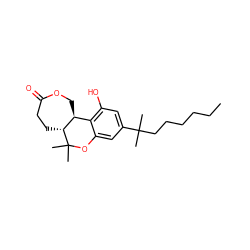 CCCCCCC(C)(C)c1cc(O)c2c(c1)OC(C)(C)[C@@H]1CCC(=O)OC[C@@H]21 ZINC000169346904