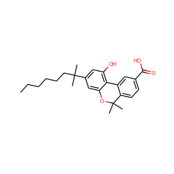 CCCCCCC(C)(C)c1cc(O)c2c(c1)OC(C)(C)c1ccc(C(=O)O)cc1-2 ZINC000013765608