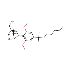 CCCCCCC(C)(C)c1cc(OC)c([C@H]2C=C(CO)[C@H]3C[C@@H]2C3(C)C)c(OC)c1 ZINC000003981939