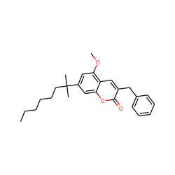 CCCCCCC(C)(C)c1cc(OC)c2cc(Cc3ccccc3)c(=O)oc2c1 ZINC000095573238