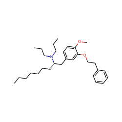 CCCCCCC[C@@H](Cc1ccc(OC)c(OCCc2ccccc2)c1)N(CCC)CCC ZINC000036126877