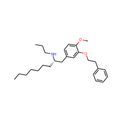 CCCCCCC[C@@H](Cc1ccc(OC)c(OCCc2ccccc2)c1)NCCC ZINC000014294552