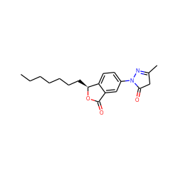 CCCCCCC[C@@H]1OC(=O)c2cc(N3N=C(C)CC3=O)ccc21 ZINC001772620107