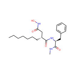 CCCCCCC[C@H](CC(=O)NO)C(=O)N[C@@H](Cc1ccccc1)C(=O)NC ZINC000014277698