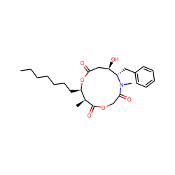 CCCCCCC[C@H]1OC(=O)C[C@@H](O)[C@H](Cc2ccccc2)N(C)C(=O)COC(=O)[C@H]1C ZINC000038140032