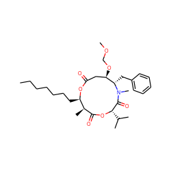 CCCCCCC[C@H]1OC(=O)C[C@@H](OCOC)[C@H](Cc2ccccc2)N(C)C(=O)[C@H](C(C)C)OC(=O)[C@H]1C ZINC000038140035