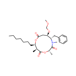 CCCCCCC[C@H]1OC(=O)C[C@@H](OCOC)[C@H](Cc2ccccc2)N(C)C(=O)[C@H](C)OC(=O)[C@H]1C ZINC000038140040