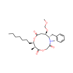 CCCCCCC[C@H]1OC(=O)C[C@@H](OCOC)[C@H](Cc2ccccc2)N(C)C(=O)COC(=O)[C@H]1C ZINC000038140034