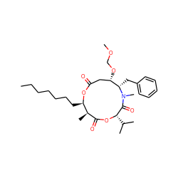 CCCCCCC[C@H]1OC(=O)C[C@H](OCOC)[C@H](Cc2ccccc2)N(C)C(=O)[C@H](C(C)C)OC(=O)[C@H]1C ZINC000038140029