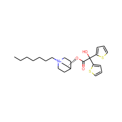 CCCCCCC[N+]12CCC(CC1)[C@@H](OC(=O)C(O)(c1cccs1)c1cccs1)C2 ZINC000043018985