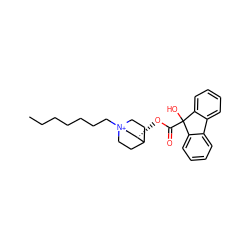 CCCCCCC[N+]12CCC(CC1)[C@@H](OC(=O)C1(O)c3ccccc3-c3ccccc31)C2 ZINC000043077738