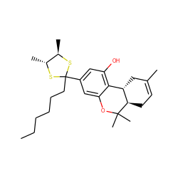 CCCCCCC1(c2cc(O)c3c(c2)OC(C)(C)[C@@H]2CC=C(C)C[C@@H]32)S[C@H](C)[C@@H](C)S1 ZINC000013524406