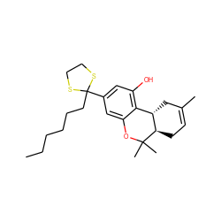 CCCCCCC1(c2cc(O)c3c(c2)OC(C)(C)[C@@H]2CC=C(C)C[C@@H]32)SCCS1 ZINC000002022519