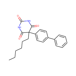 CCCCCCC1(c2ccc(-c3ccccc3)cc2)C(=O)NC(=O)NC1=O ZINC000084595504