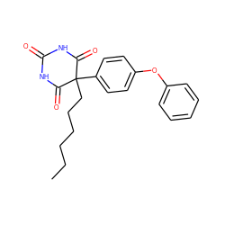 CCCCCCC1(c2ccc(Oc3ccccc3)cc2)C(=O)NC(=O)NC1=O ZINC000003993364