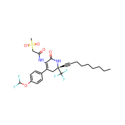 CCCCCCCC#C[C@@]1(C(F)(F)F)CC(c2ccc(OC(F)F)cc2)=C(NC(=O)CS(C)(=O)=O)C(=O)N1 ZINC001772639057