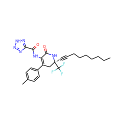 CCCCCCCC#C[C@]1(C(F)(F)F)CC(c2ccc(C)cc2)=C(NC(=O)c2nn[nH]n2)C(=O)N1 ZINC001772615052