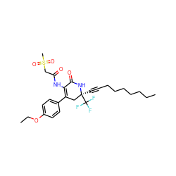 CCCCCCCC#C[C@]1(C(F)(F)F)CC(c2ccc(OCC)cc2)=C(NC(=O)CS(C)(=O)=O)C(=O)N1 ZINC001772613188