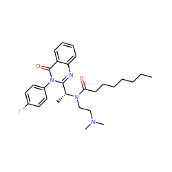 CCCCCCCC(=O)N(CCN(C)C)[C@H](C)c1nc2ccccc2c(=O)n1-c1ccc(F)cc1 ZINC000036184724