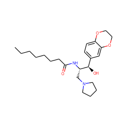 CCCCCCCC(=O)N[C@@H](CN1CCCC1)[C@H](O)c1ccc2c(c1)OCCO2 ZINC000073140343