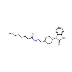 CCCCCCCC(=O)NCCN1CCC(n2c(=O)[nH]c3ccccc32)CC1 ZINC000058569274