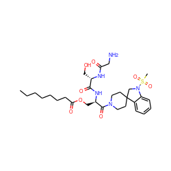 CCCCCCCC(=O)OC[C@@H](NC(=O)[C@H](CO)NC(=O)CN)C(=O)N1CCC2(CC1)CN(S(C)(=O)=O)c1ccccc12 ZINC000036349066