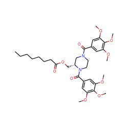 CCCCCCCC(=O)OC[C@@H]1CN(C(=O)c2cc(OC)c(OC)c(OC)c2)CCN1C(=O)c1cc(OC)c(OC)c(OC)c1 ZINC000014243287