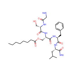 CCCCCCCC(=O)OC[C@H](NC(=O)[C@H](CO)NC(=O)CN)C(=O)N[C@@H](Cc1ccccc1)C(=O)N[C@@H](CC(C)C)C(N)=O ZINC000036349080