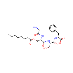 CCCCCCCC(=O)OC[C@H](NC(=O)CN)C(=O)N[C@@H](CO)C(=O)N[C@@H](Cc1ccccc1)C(=O)O ZINC000036349077