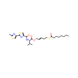 CCCCCCCC(=O)SCC/C=C/COC(=O)[C@@H](NC(=O)c1csc(-c2csc(C)n2)n1)C(C)C ZINC000147349620