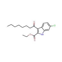 CCCCCCCC(=O)c1c(C(=O)OCC)[nH]c2cc(Cl)ccc12 ZINC000473125766