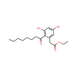 CCCCCCCC(=O)c1c(O)cc(O)cc1CC(=O)OCC ZINC000043200202