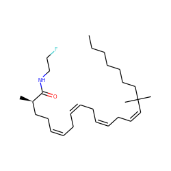 CCCCCCCC(C)(C)/C=C\C/C=C\C/C=C\C/C=C\CC[C@@H](C)C(=O)NCCF ZINC000036294928