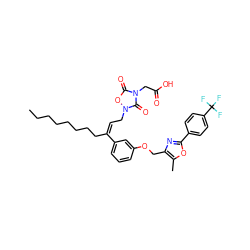 CCCCCCCC/C(=C/Cn1oc(=O)n(CC(=O)O)c1=O)c1cccc(OCc2nc(-c3ccc(C(F)(F)F)cc3)oc2C)c1 ZINC000034717640