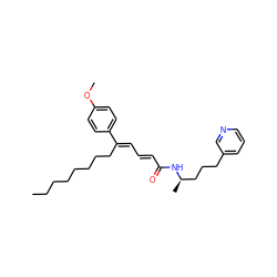 CCCCCCCC/C(=C\C=C\C(=O)N[C@H](C)CCCc1cccnc1)c1ccc(OC)cc1 ZINC000036331752